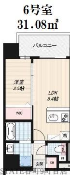 LUXE玉造南(1LDK/2階)の間取り写真