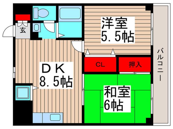 SKマンション(2DK/3階)の間取り写真