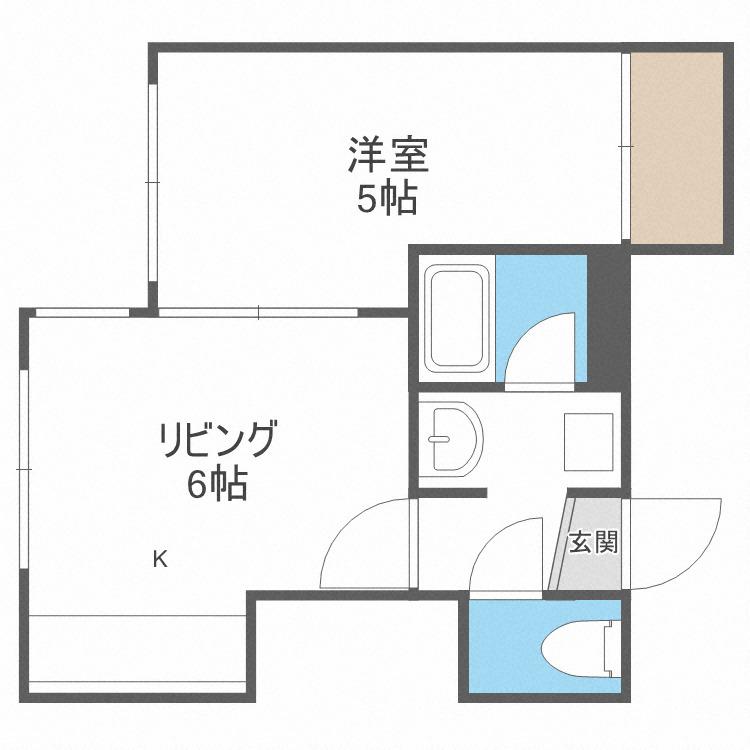 マリンパレス北31条館(1DK/2階)の間取り写真