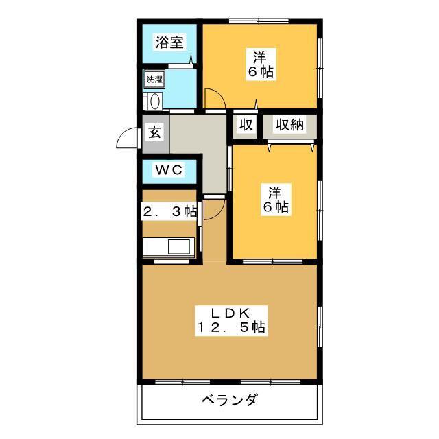 ハレアカラ(2LDK/2階)の間取り写真
