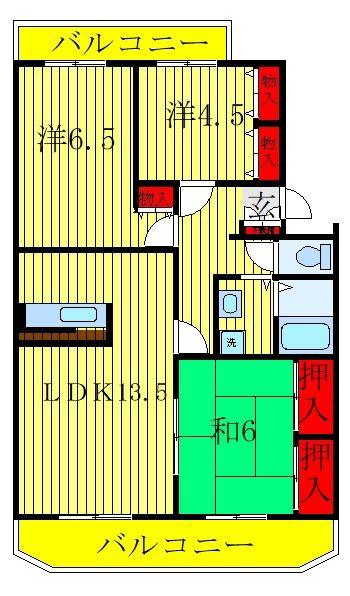 エコガーデン A棟(3LDK/2階)の間取り写真