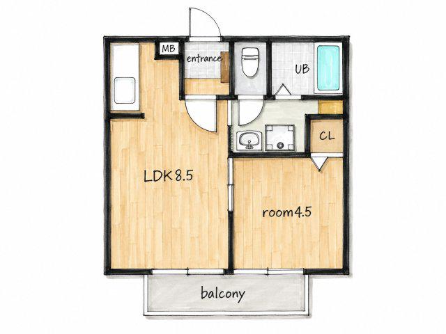 サニーVILLA(1LDK/2階)の間取り写真