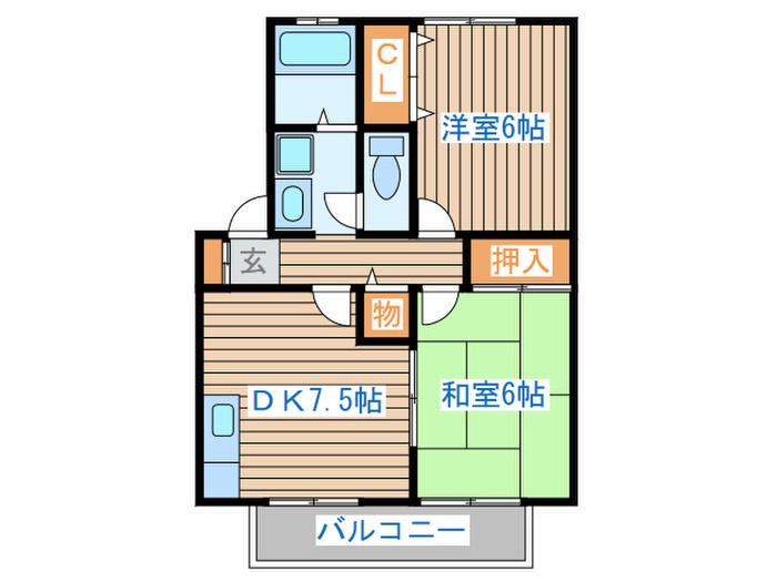 ヒルサイドテラスF(2DK/2階)の間取り写真