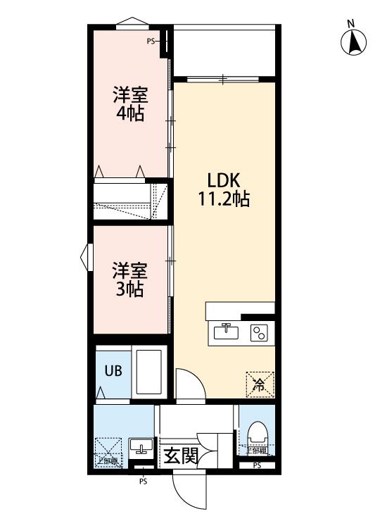 ROBOTHOME京成小岩II(2LDK/1階)の間取り写真