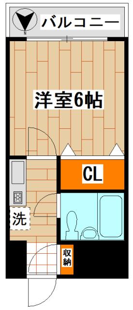 リバーサイドKUJI(1K/2階)の間取り写真