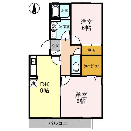 サニースクエア(2DK/2階)の間取り写真