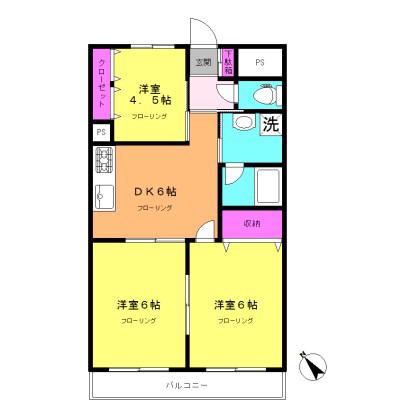 デューク榎が丘II(3DK/3階)の間取り写真