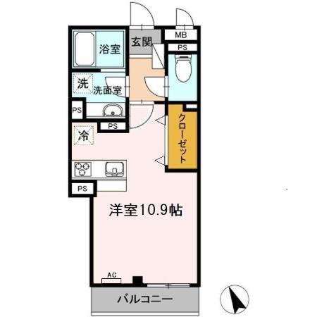 マモリエ(ワンルーム/3階)の間取り写真