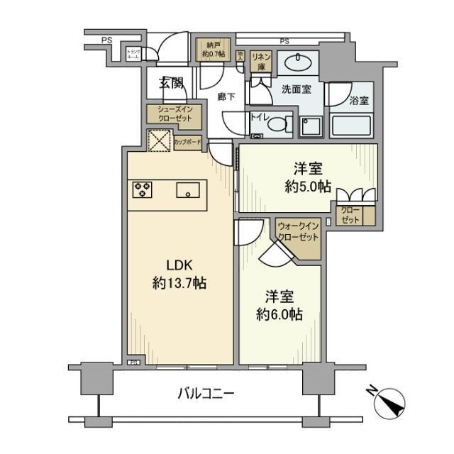 BRILLIA THE TOWER TOKYO YAESU AVENU(2LDK/3階)の間取り写真