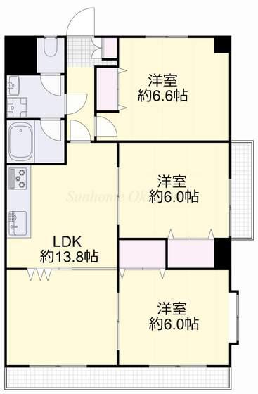 コスモハイツ関(3LDK/2階)の間取り写真