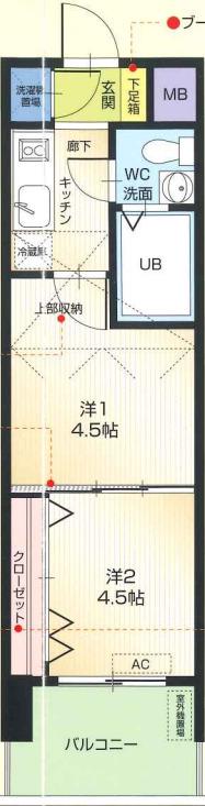 48 PROJECT2100博多(2K/9階)の間取り写真