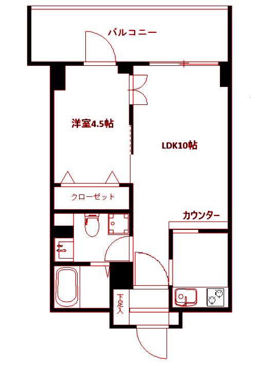 天王町ガーデンテラス(1LDK/4階)の間取り写真