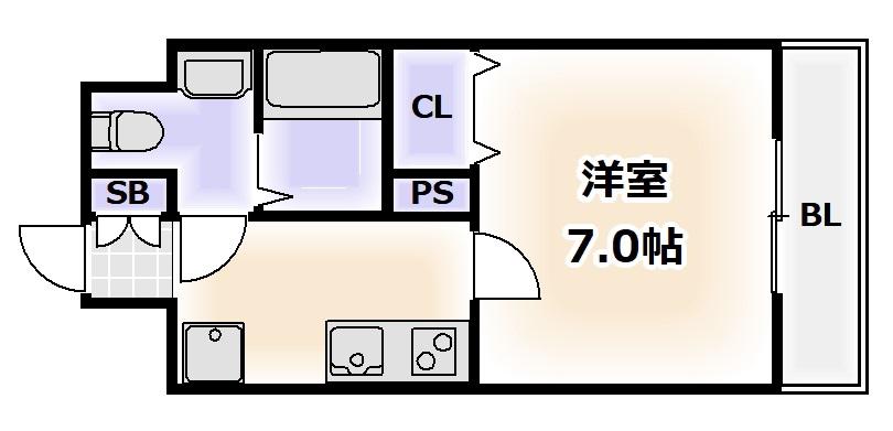 リップル NAMBA イースト(1K/3階)の間取り写真