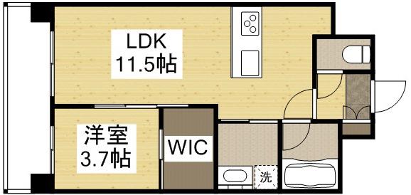 ルミエール岡山駅西口(1LDK/3階)の間取り写真