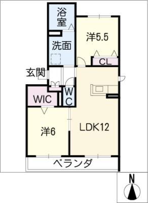 セントリビエ(2LDK/1階)の間取り写真