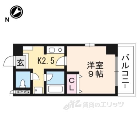 エランビタール3(1K/4階)の間取り写真