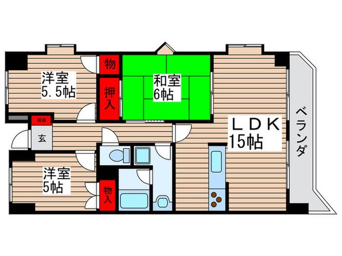 INSURANCE BLDG.XIII(3LDK/5階)の間取り写真