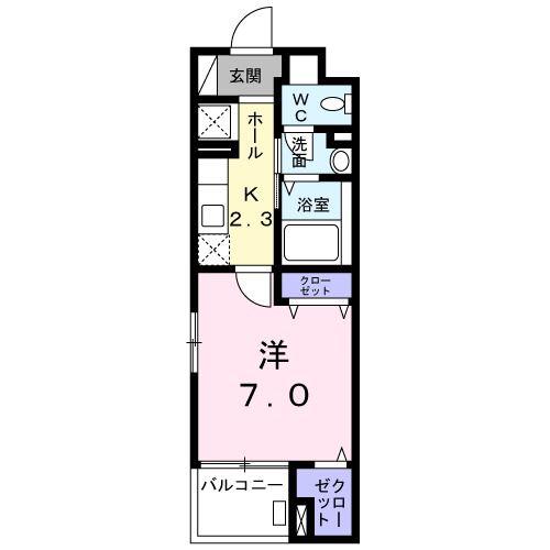 コンフォール 曙(1K/1階)の間取り写真