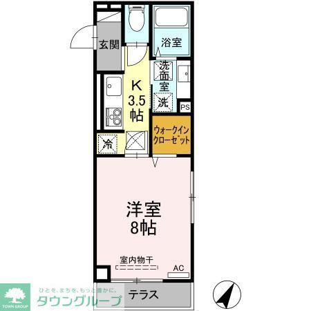 LA.GALLERIA(1K/1階)の間取り写真