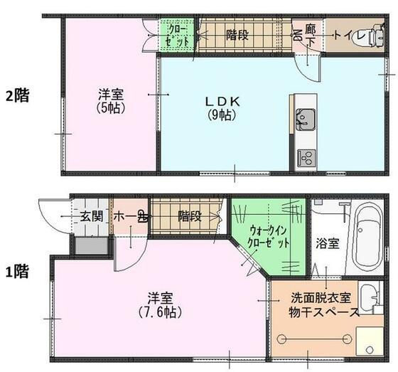 ポルトボヌールI(2LDK/1階)の間取り写真