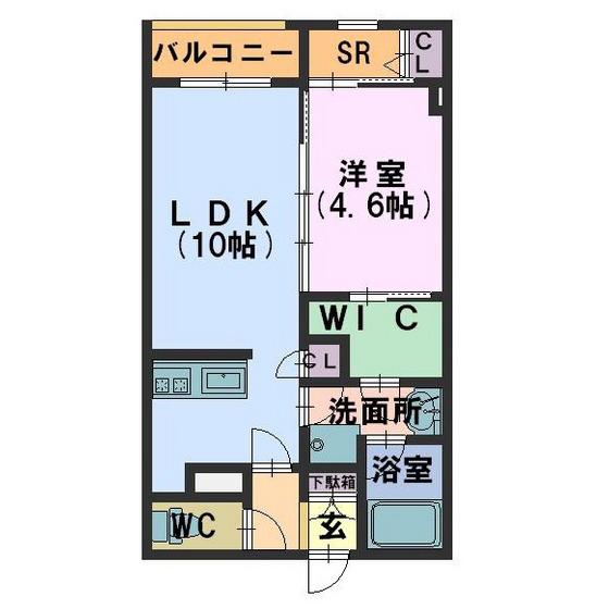 グランルージュ増泉(1LDK/3階)の間取り写真