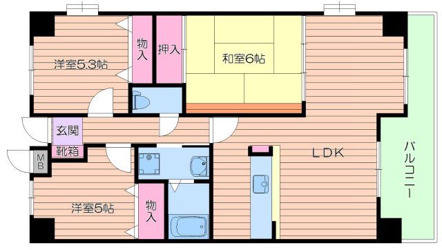 アビタシオン橋本II(3LDK/2階)の間取り写真