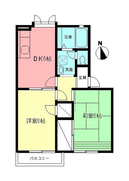 エスポワール(2DK/2階)の間取り写真