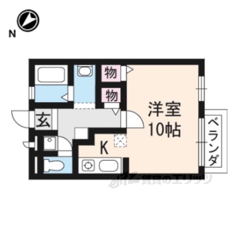 エスポワール一里山(1K/1階)の間取り写真