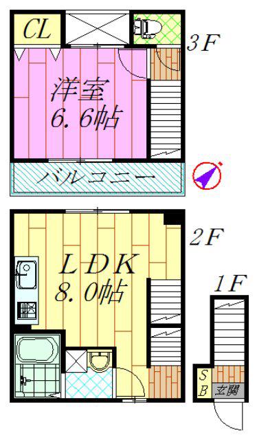 ミハス浦安(1LDK/2階)の間取り写真