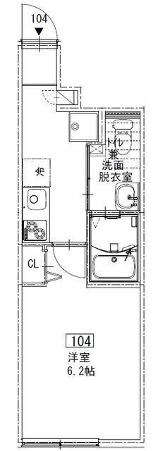 ソルナクレイシア西荻窪Ⅱ(1K/1階)の間取り写真