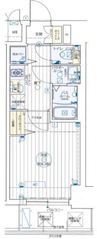ゼオン大阪イースト(1K/8階)の間取り写真