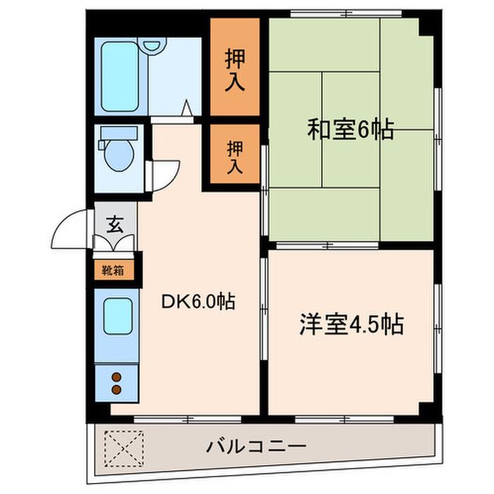 コーポ富山(2DK/1階)の間取り写真