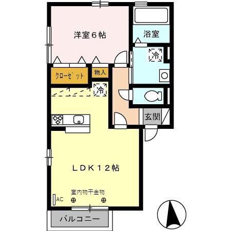 TAIKAN(1LDK/1階)の間取り写真