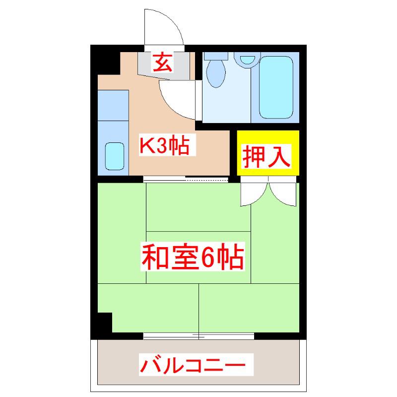 メゾン唐湊第一ビル(1K/3階)の間取り写真