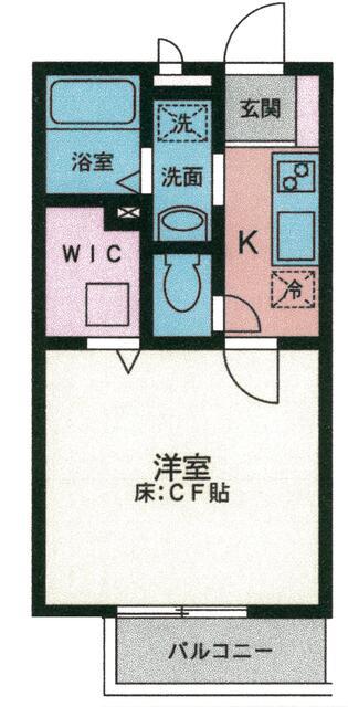 ソレジオ鳥山Ⅰ(1K/2階)の間取り写真
