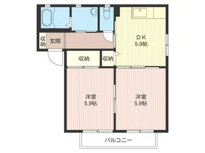 エスポワールA棟(2K/1階)の間取り写真