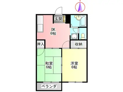 ハイツ169(2DK/1階)の間取り写真