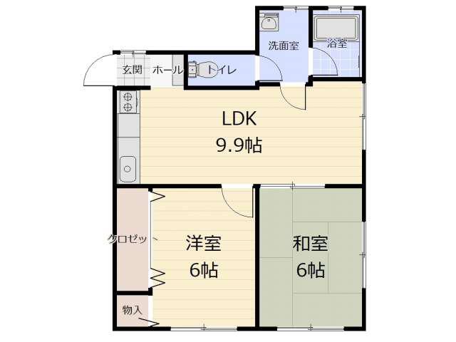 メゾン弥生(2LDK/2階)の間取り写真