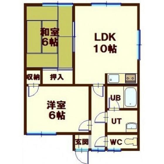 ユピテル参番館(2LDK/2階)の間取り写真