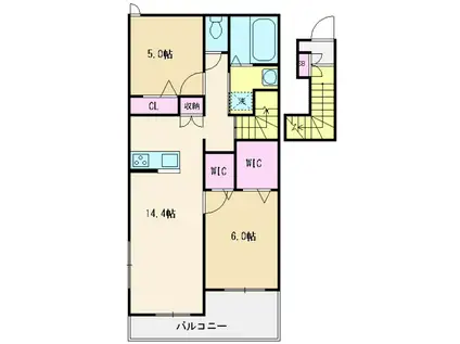 ルーチェ(2LDK/2階)の間取り写真