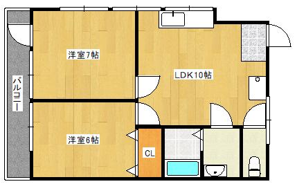 パステルクボ12(2LDK/3階)の間取り写真