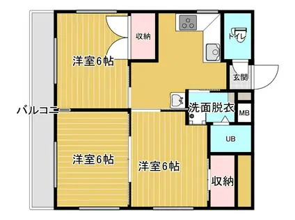 新屋敷いじまビル(3DK/3階)の間取り写真