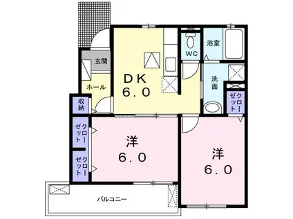 サン フィオーレII(2DK/1階)の間取り写真