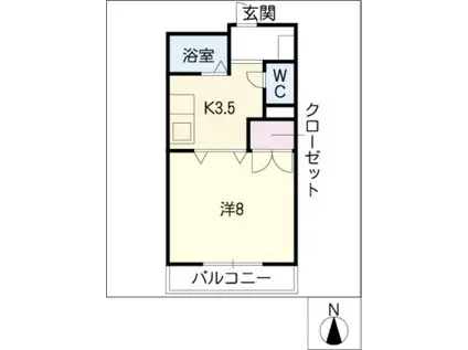 パインハウス(1K/1階)の間取り写真