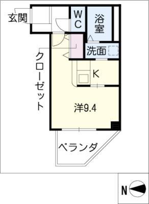 スワローハイム岩塚(1K/2階)の間取り写真