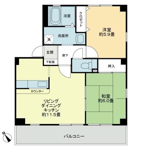 フォブールときわ(2LDK/3階)の間取り写真