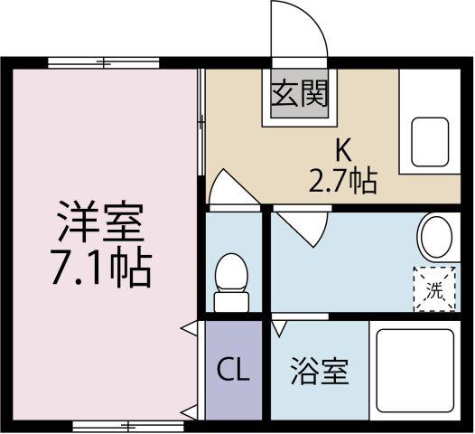ニュービーチ新浜(1DK/1階)の間取り写真