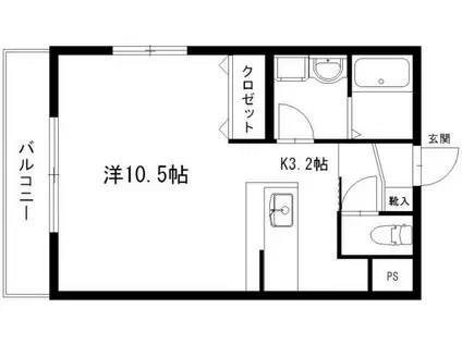グランストーク篠ヶ瀬(ワンルーム/1階)の間取り写真
