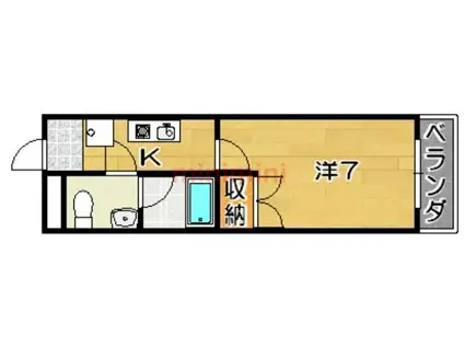 真上ウエストコート(1K/3階)の間取り写真