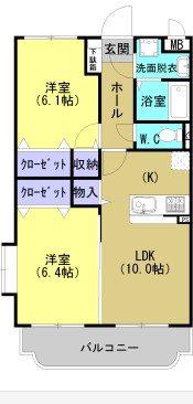 ユーミーおおひら(2LDK/3階)の間取り写真